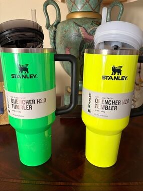 Stanley Quencher H2.0 Tumblers - Neon Green & Neon Yellow 40oz BUNDLE NWT